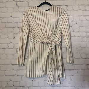 Zara Striped Bow Top with Knot Size Small Elegant Classic Office Careerwear
